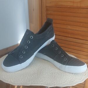 Women's Black Canvas Slip-On Sneakers